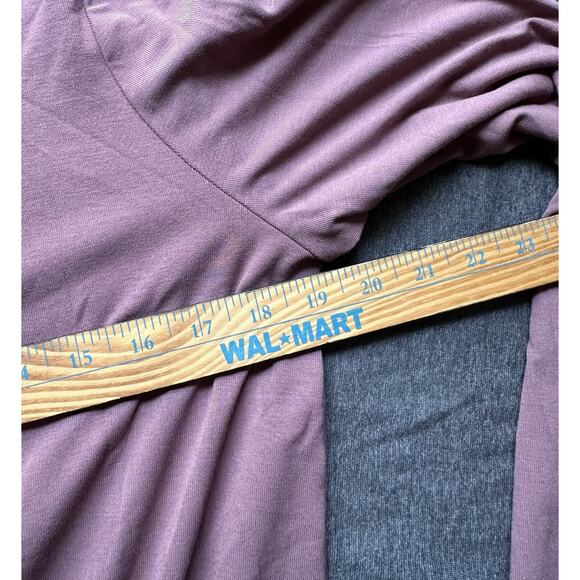 Ann Taylor Blouse Mixed Media Tunic Shirt Size Large LG Viscose Plum - Picture 10 of 10